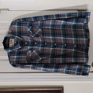 URBAN PIPELINE MENS BLUE & GRAY PLAID FLANNEL BUTTON SHIRT SIZE XL